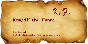 Komjáthy Fanni névjegykártya